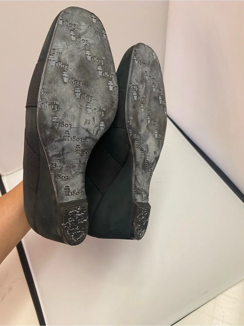 Women’s Black Wedge Slip-On Shoes suede Sz 37